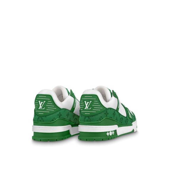 Louis Vuitton Trainer Sneaker - Green, Monogram denim and Monogram-embossed grained calf leather