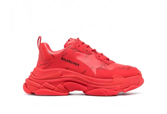 Balenciaga Triple S - Cherry-Red, All-over Logo Print