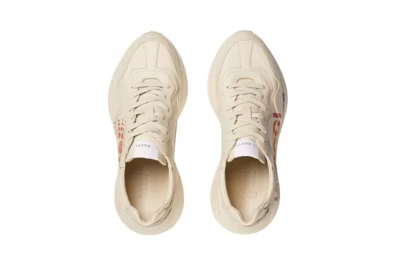 Gucci Rhyton low-top leather sneakers - Cream/Multicolour