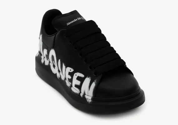  Alexander McQueen Graffiti Oversized Sneaker in Black/white