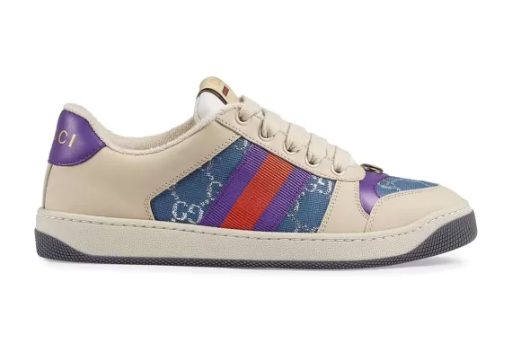 Gucci Screener leather sneakers - Purple/off-white/blue