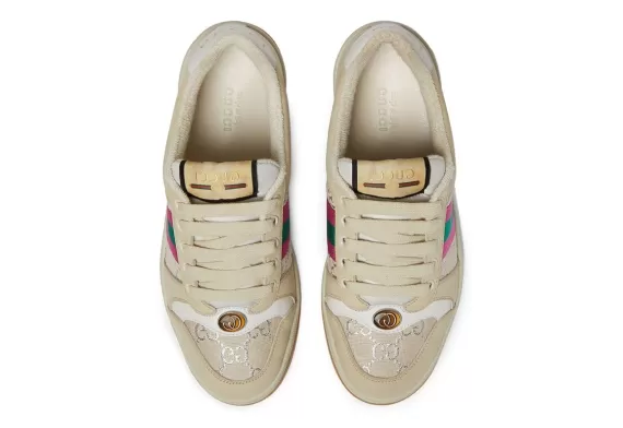 Gucci Screener leather sneakers - Pink/green/off-white