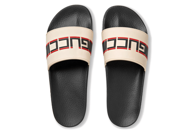 Gucci Stripe Rubber Slide Sandal White