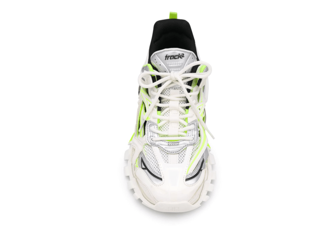 Balenciaga Track.2 Sneaker in white and neon yellow neoprene and rubber