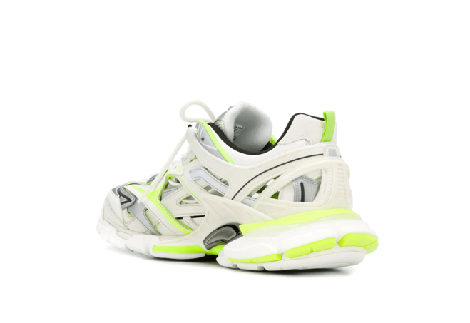 Balenciaga Track.2 Sneaker in white and neon yellow neoprene and rubber