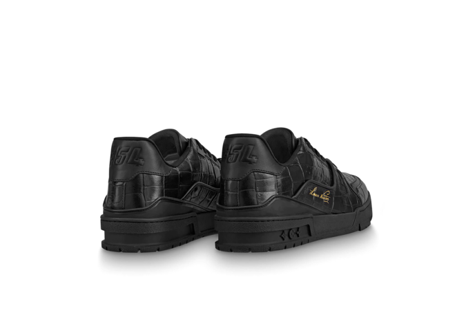 Louis Vuitton Trainer Sneaker Alligator Embossed Calf Leather Black