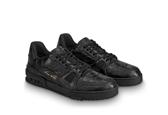 Louis Vuitton Trainer Sneaker Alligator Embossed Calf Leather Black