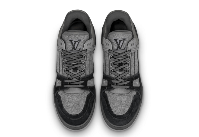 Louis Vuitton Trainer Sneaker Flannel Textile Gray