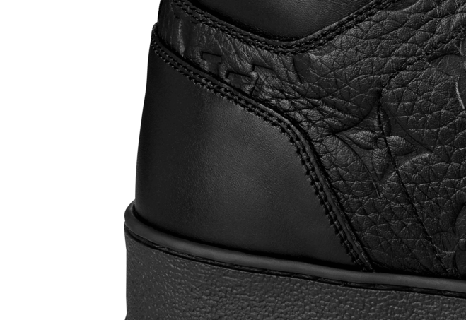 Louis Vuitton Rivoli Sneaker Boot Monogram Embossed Grained Calf Leather Black