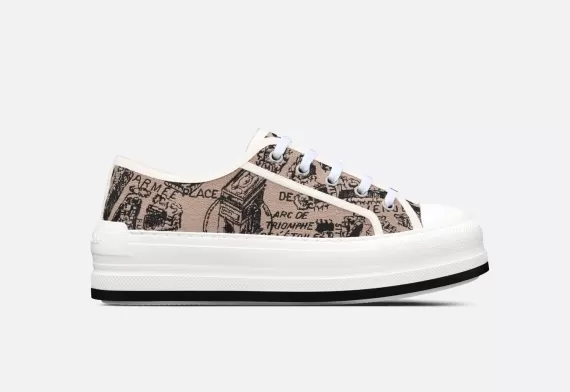 WALK'N'DIOR Platform Sneaker - Beige and Black, Plan de Paris Motif