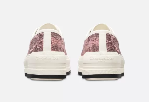 WALK'N'DIOR Platform Sneaker - Pink and Gray With Toile de Jouy Sauvage Motif