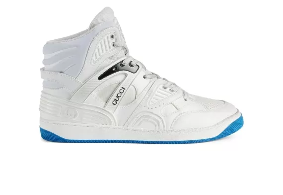 Gucci Gucci Basket High-Top Sneakers White, Black and Blue Accents