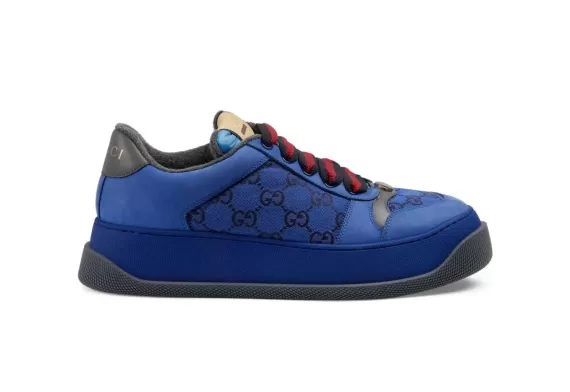 Gucci GG Canvas Lace-Up Sneakers Electric Blue