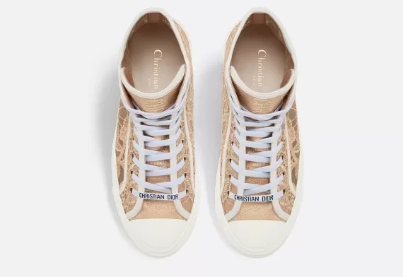 WALK'N'DIOR High-Top Sneaker - Gold-Tone D-Lace Macramé Motif