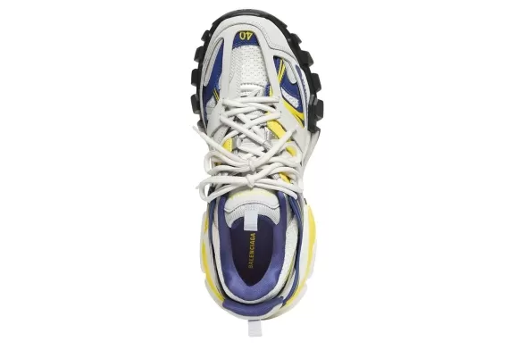 Balenciaga Track Lace-Up Sneakers - Navy Blue and Bright Yellow Accents