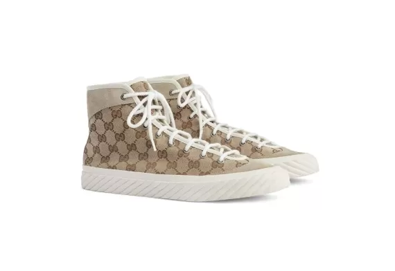 Gucci GG Monogram High-Top Sneakers Beige