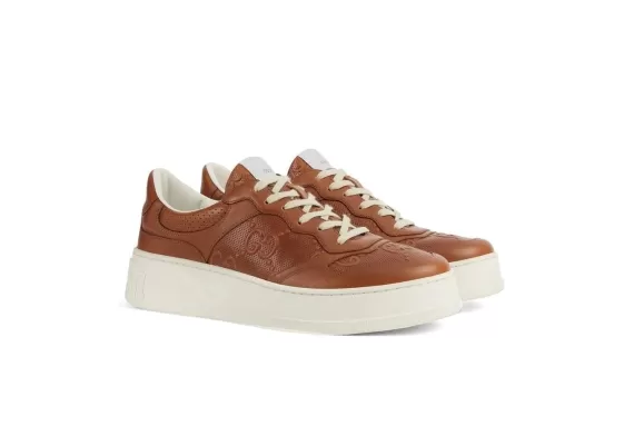 Gucci GG Logo-Embossed Sneakers Chestnut-Brown