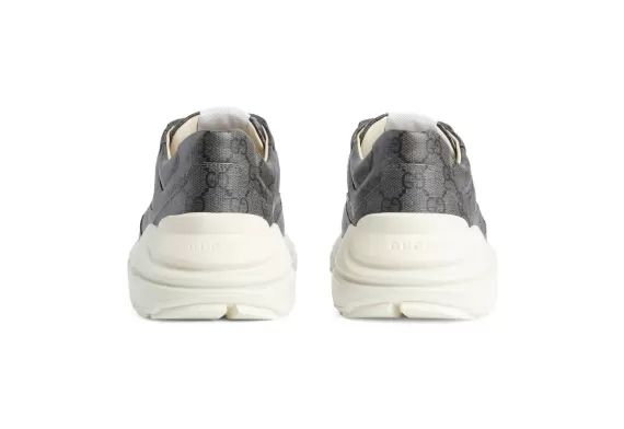 Gucci GG Rhyton Leather Sneakers - Charcoal Grey/Optical White