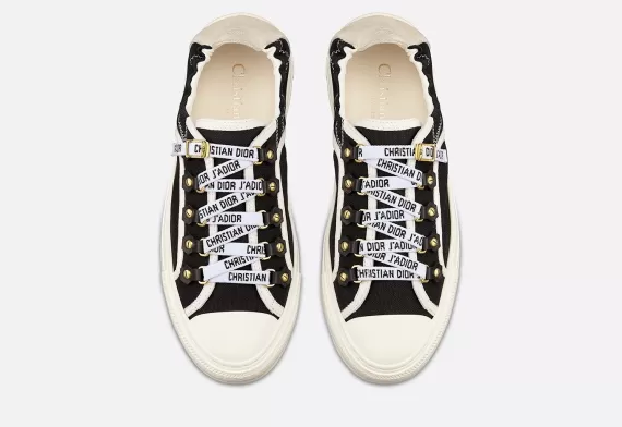 WALK'N'DIOR Sneaker - Black Canvas and White Suede Calfskin