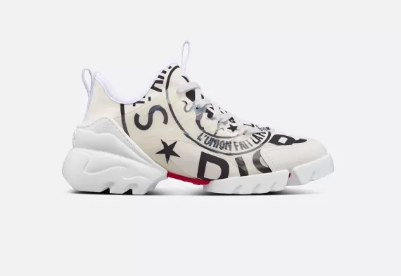 D-CONNECT Sneaker - White Technical Fabric with Dior Union Print