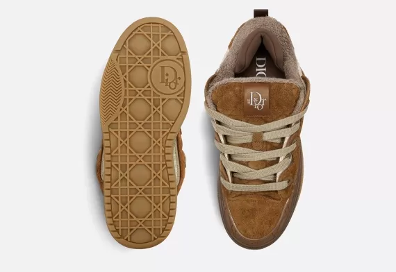 Dior By Erl B9S Skater Sneaker - Brown and Beige Dior Oblique Jacquard