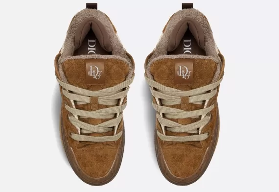 Dior By Erl B9S Skater Sneaker - Brown and Beige Dior Oblique Jacquard