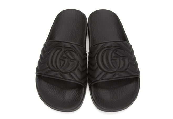 Gucci Black Matelasse Slides