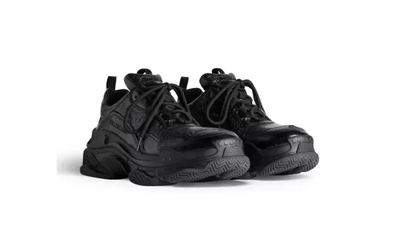 Balenciaga Triple S Lambskin Sneakers Black