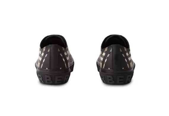 Burberry Sliced Check Cotton Sneakers - Black / Beige