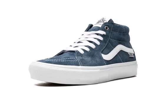 Pig Suede Skate Grosso Mid - Blue/White