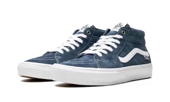 Pig Suede Skate Grosso Mid - Blue/White